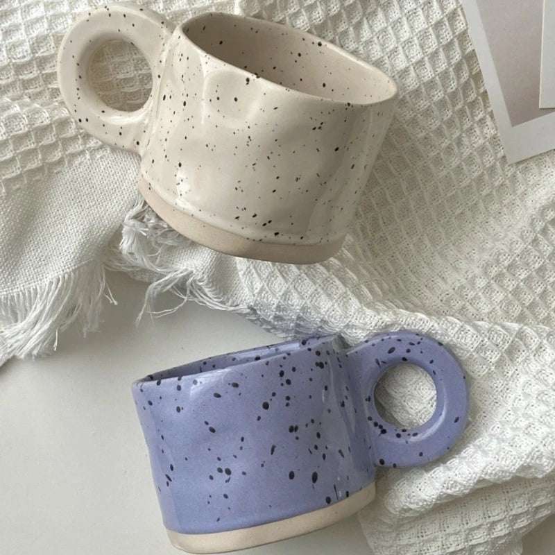 Ceramic Mug 250ml Ring Handl Coffee Milk Modern Print Porcelain Mug Handmade Ceramic Hot Chocolate Cup Couple Handgrip Cups