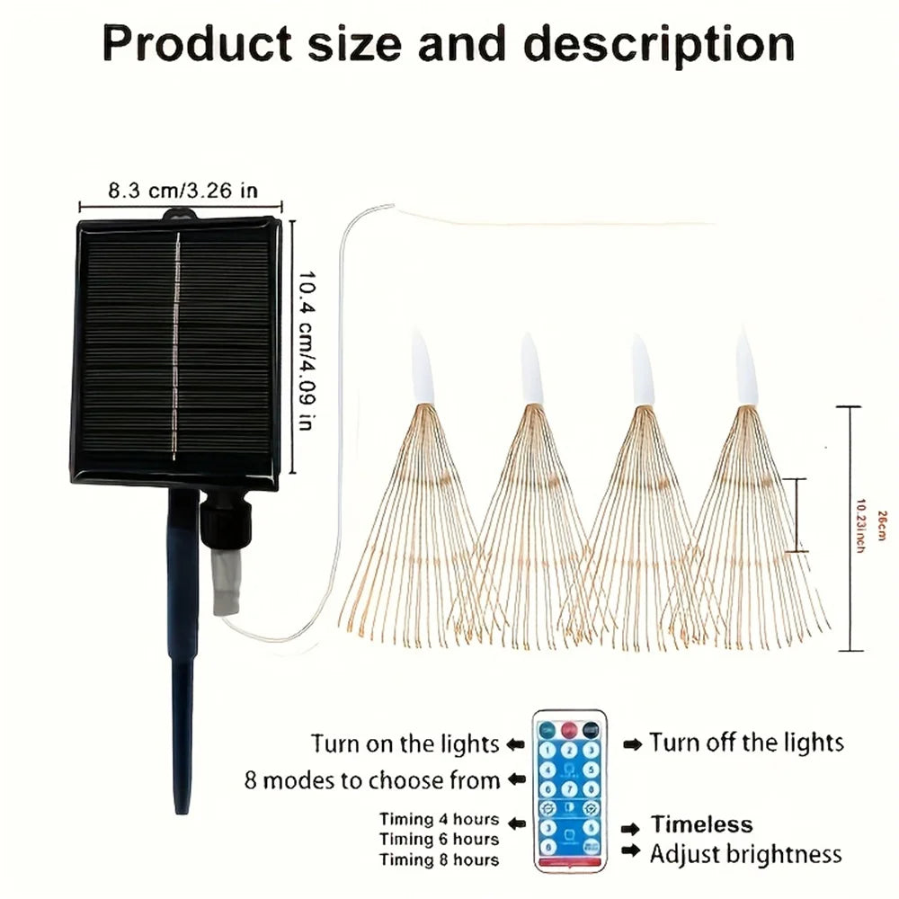 Suspenderet Solar Firework Light 360/480 LED Star Burst Light Udendørs Vandtæt 8mode EAVE Have Træ Juledekorativt lys