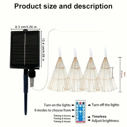 Suspenderet Solar Firework Light 360/480 LED Star Burst Light Udendørs Vandtæt 8mode EAVE Have Træ Juledekorativt lys