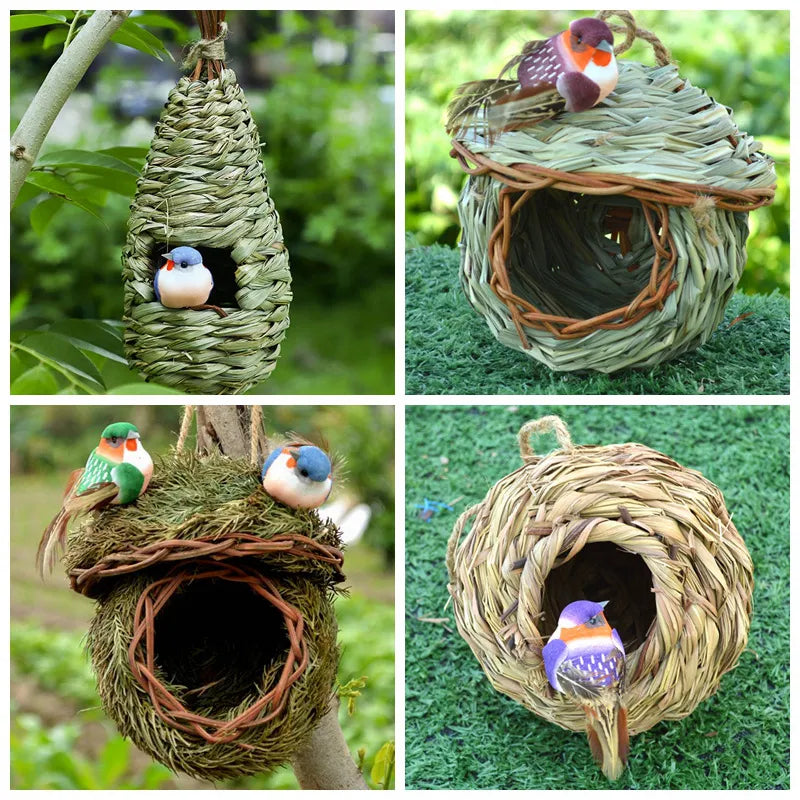Stráfugl nest búr úti heitt fugl nest og fuglahús gæludýrafurðir skreytingar gras nest hangandi nest búr páfagaukur búr