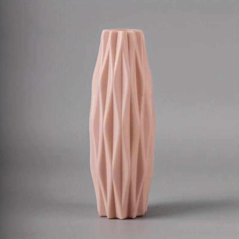 1Pc Diamond Plastic Vase Imitation Ceramic Flower Pot Thick And Durable Suitable For Living Room Bedroom Home Holiday Decoration