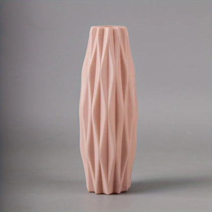 1Pc Diamond Plastic Vase Imitation Ceramic Flower Pot Thick And Durable Suitable For Living Room Bedroom Home Holiday Decoration