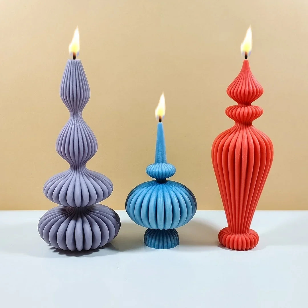 8-36 cm stor vaseformet stearinlys silikoneform stribet romersk søjle stearinlys silikone form bord lampe formet harpiksform