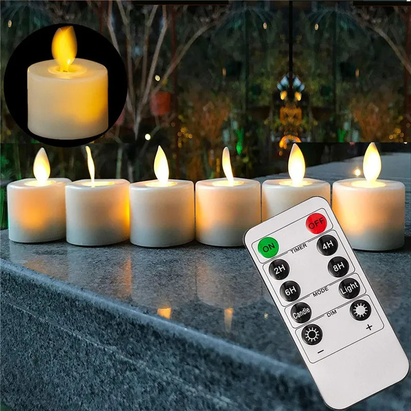 4 oder 6 Flameless Moving Dochtkerker mit Fernbedienung Realistischer Weihnachtskirche Hochzeit gefälschte elektronische Kerzen geführt Hochzeit