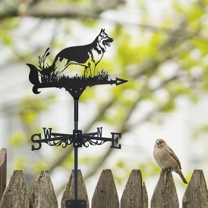 Nytt metalldyr tysk hyrdevær Vane Standing Decor Roof Weathervane Garden Yard Dekorasjon for skur hjem Gence Post