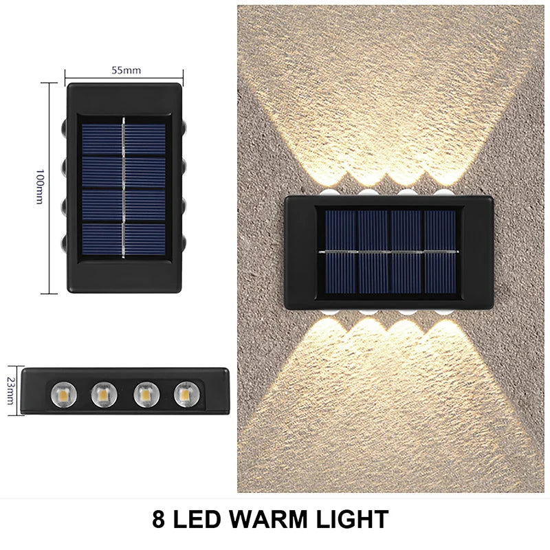 LED Solar Lamp Outdoor Waterproof Up And Down Luminous Lighting Solar Wall Lamp for Street Balcony Yard Garden Decoration Lights