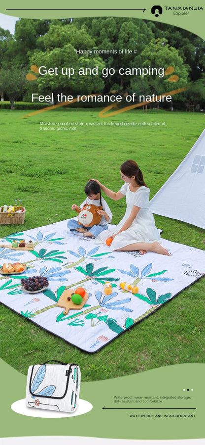 Foldable camping mat, waterproof and moisture-proof beach mat, thickened aluminum film mat for children's outdoor picnics