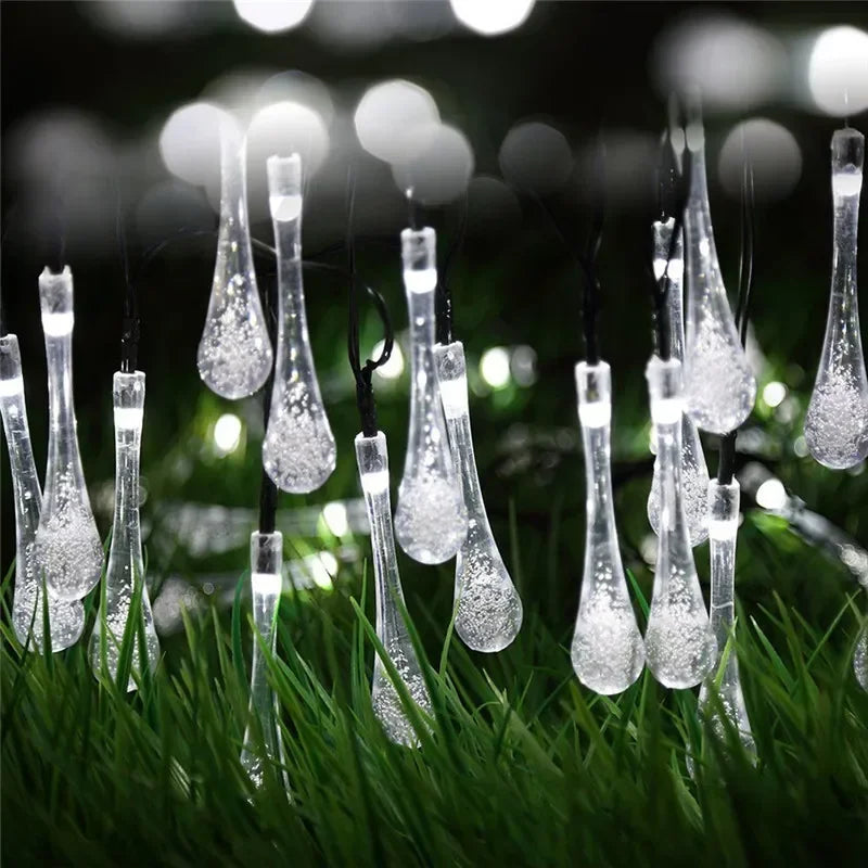Water druppeltjes Zonneteksel Lichten 6m 30 LED Waterdichte Outdoor Decoratie Garland Bariy Lights Christmas Wedding Party Garden