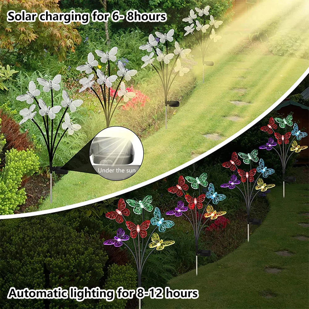 LED SOOL LED EXTERIOR IMPERIT GARDER DEL JARDÍA EL PARCELA Solar Luces de mariposa de mariposa Lámpara de decoración de jardín 6/8/10 Cheeps