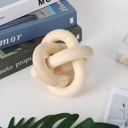 3-Link Pine Wood Knot Decor Wood Chain Link Decor Shelf Decor Hand Carved Coffee Table Modern Farmhouse Boho Rustic Decor Simple