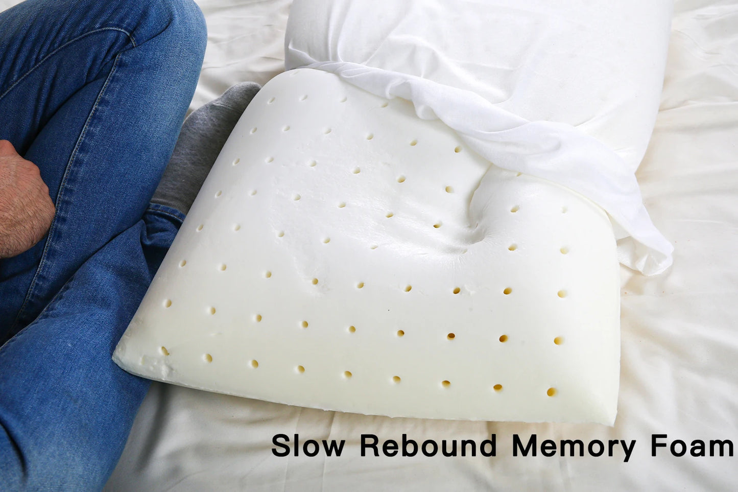 PurenLatex 60x40x10cm Orthopedic Cooling Pillow Memory Foam Pillow for Sleeping Back Sleeper & Side Sleeper Bedding Pillow