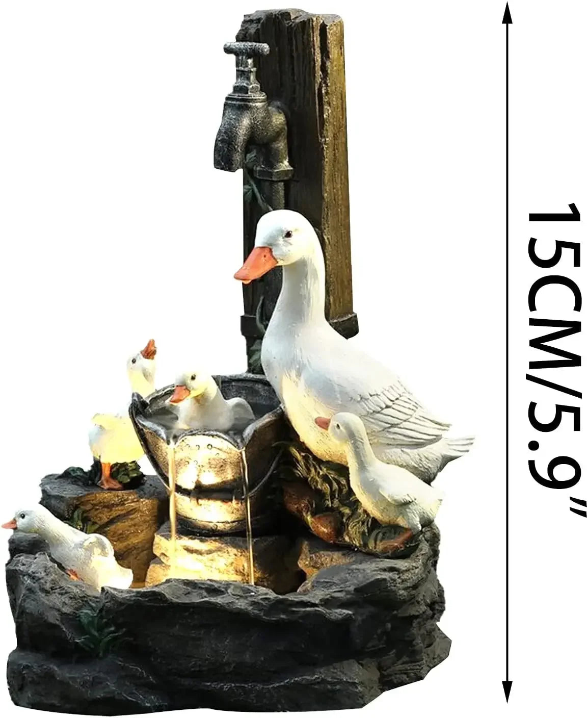 Enten Eichhörnchen Wasser Solar Power Harz Terrasse Garten Design mit Solarlichtgarten im Freien Dekorationen Geschenk Geschenk