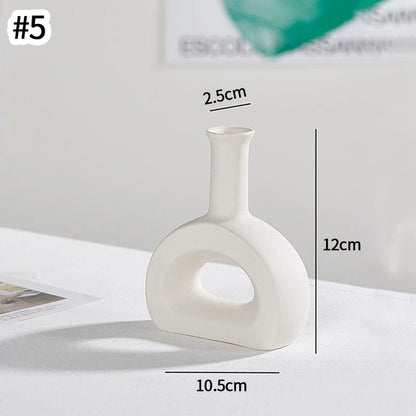 White Ceramic Vase Modern Decorative Vase for Pampas Grass Minimalist Flower Vases for Centerpiece Wedding Office Home Decor