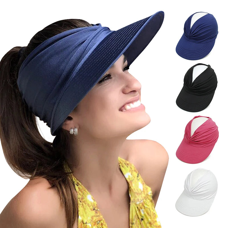 1pc Flexibler erwachsener Hut für Frauen Anti-UV-Breite Rand Visierhut Einfach zu tragen Reisekappen Mode Strand Sommersonnenschutz Hüte