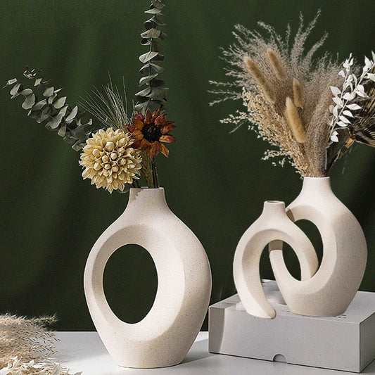 Decorative Ceramic Vase for Home Decoration, Nordic Flower Vase, House Decor, Office Room, Bookshelf Vases, Luxury