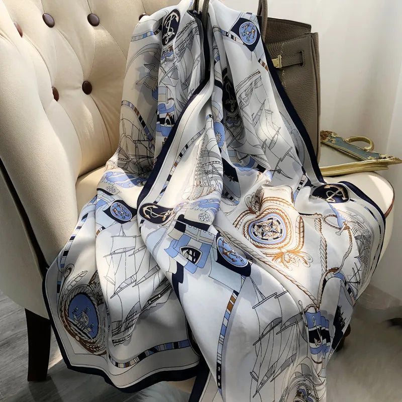 Ženy čisté hedvábné šály a šály tištěné značkové šály zábaly dlouhé velikosti Foulard Femme Summer Summer Headcheif Summer Pašmina