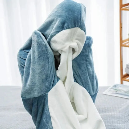 Haaiendekte volwassen cartoon slaapzak pyjama haped warme flanel grappige woonkleding shark onesie slaapzak winter warme deken