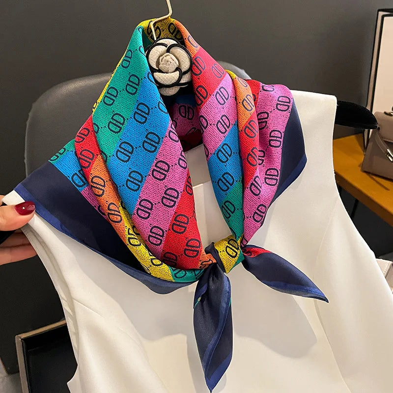 Moda szaliki dla kobiet szal drukuj jedwabny satynowy szalik hidżab bandana 70*70 cm luksusowa marka kwadratowe szalę szaliki dla kobiet