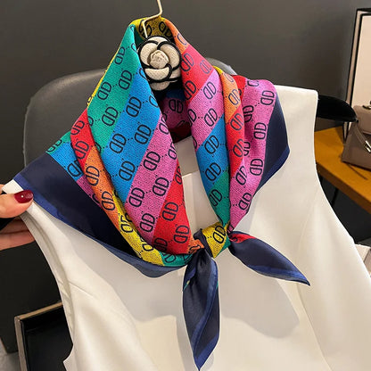 Moda szaliki dla kobiet szal drukuj jedwabny satynowy szalik hidżab bandana 70*70 cm luksusowa marka kwadratowe szalę szaliki dla kobiet