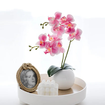 Új stílus 46 cm -es selyem orchidea levelekkel mesterséges virág fehér pillangó orchideák hamis virág otthoni esküvői dekoráció flors
