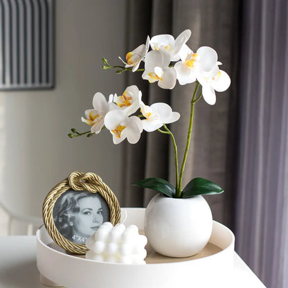Új stílus 46 cm -es selyem orchidea levelekkel mesterséges virág fehér pillangó orchideák hamis virág otthoni esküvői dekoráció flors
