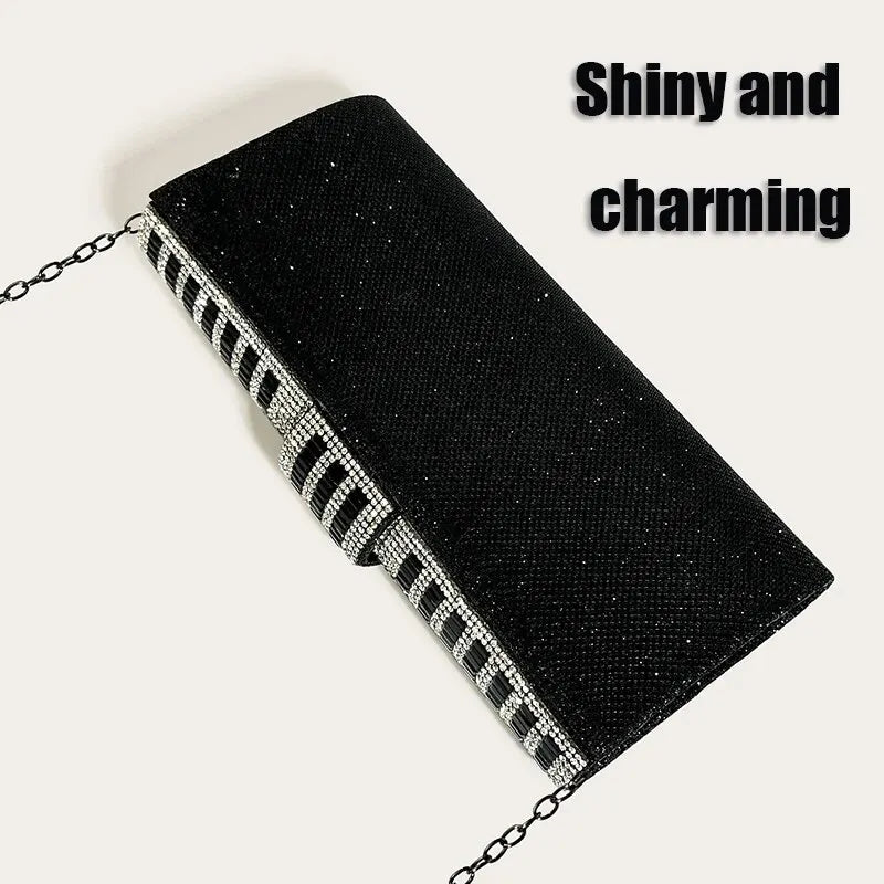 Rhinestone kúpling kvenna purses kvöldpokar glitrandi glitri formleg partý brúðkaups kokteil prompokar með keðju