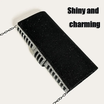 Rhinestone kúpling kvenna purses kvöldpokar glitrandi glitri formleg partý brúðkaups kokteil prompokar með keðju