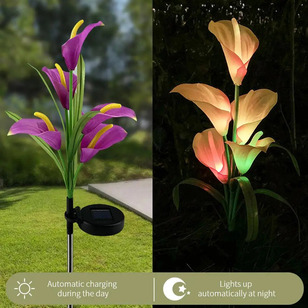 LED Solar Light Calla Lily Lantern Garden Lawn Landscape -laajennusvalaistus ruohopolun kadun koristeelle
