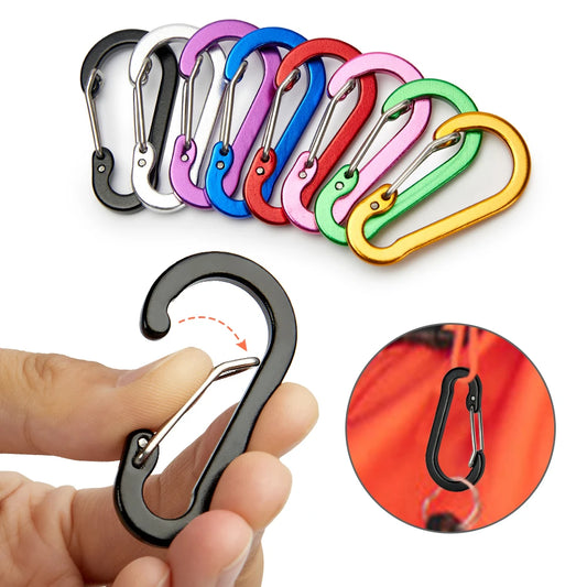 12PC Carabiner Clip Set Turisti Hooks të Vogla të Vogla në natyrë Peshkimi Ciklizmi Hiking Hiking Multi Tool
