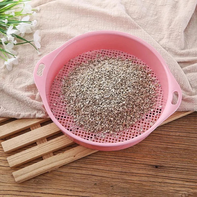 28cm tuinbouwbodemzeef, tuinbouwgereedschap, zaailingsbodemzeef, plastic potplantenfilter, sappige deeltjeszeef