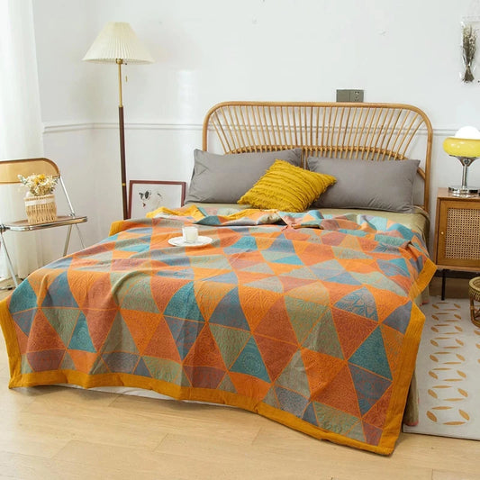 Jacquard Cotton Gaze Blanket Queen King Size Spring Summer Summer Stitch Coverlet Home Bedding Bedstead Legele Sofá Tampa