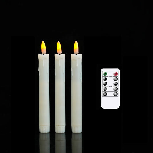 Pacchetto da 7 pollici di 3 candele decorative a LED a LED di telecomando, candele di nozze elettroniche senza fiamma a batteria con timer