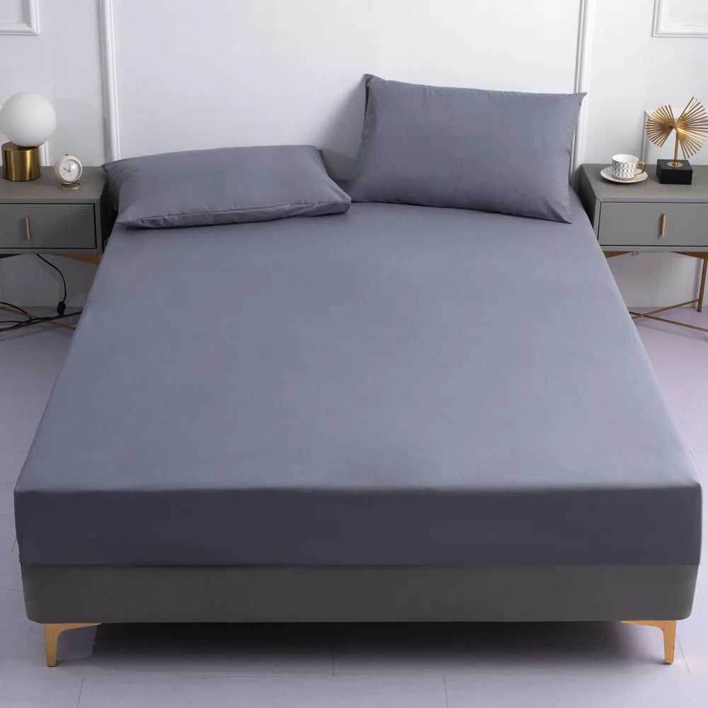 100% Waterproof Fitted Sheets Or Pillowcase Mattress Protector Bed Cover Elastic Band Solid Single Double Bedspread Queen Size