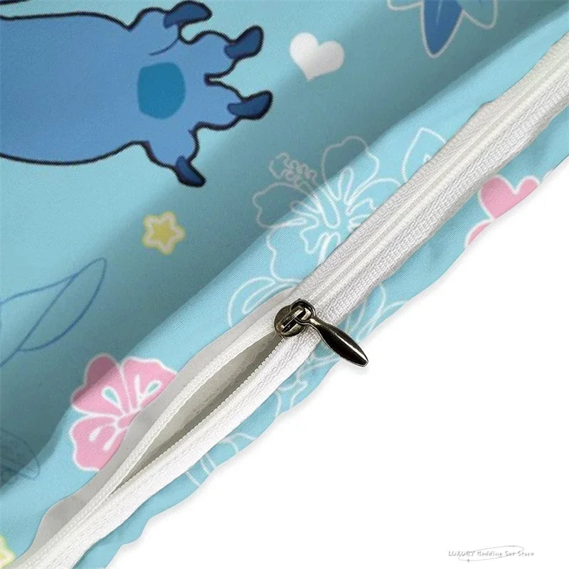Lindo juego de ropa de cama de dibujos animados de puntada para niños Juego de colchas de anime para niños Linda cubierta nórdica de dibujos animados 1 cubierta nórdica y 2 fundas de almohada
