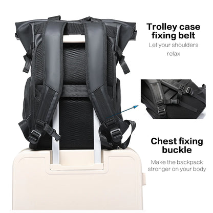 Tangcool Men de grande capacité 15,6 "sac à dos ordinateur portable multifonction Roll Top de voyage Sac de voyage pour l'homme.