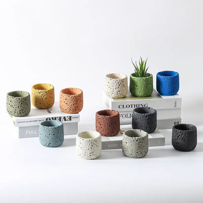 Creative Round Concrete Flowerpot Silicone Molds Moon Texture Storage Jar Container DIY Mini Cement Plants Pot Mould