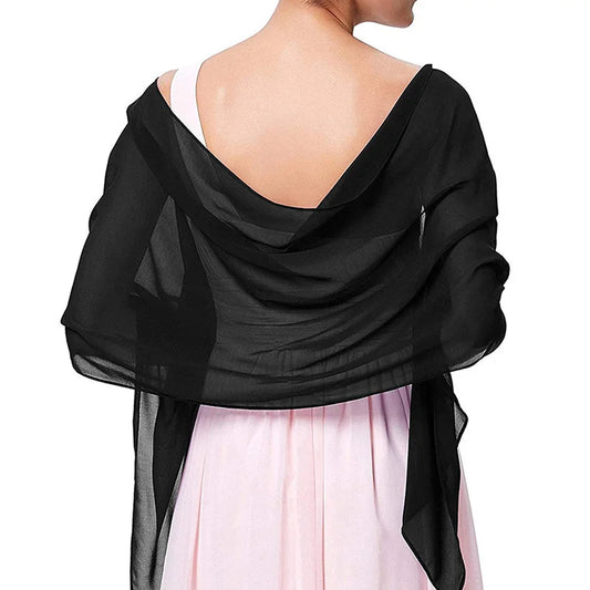 Couleur solide coréenne transparente en mousseline de mousseline écharpe d'été serviette de plage d'été châle solo femme de soirée de mariée robe de fête