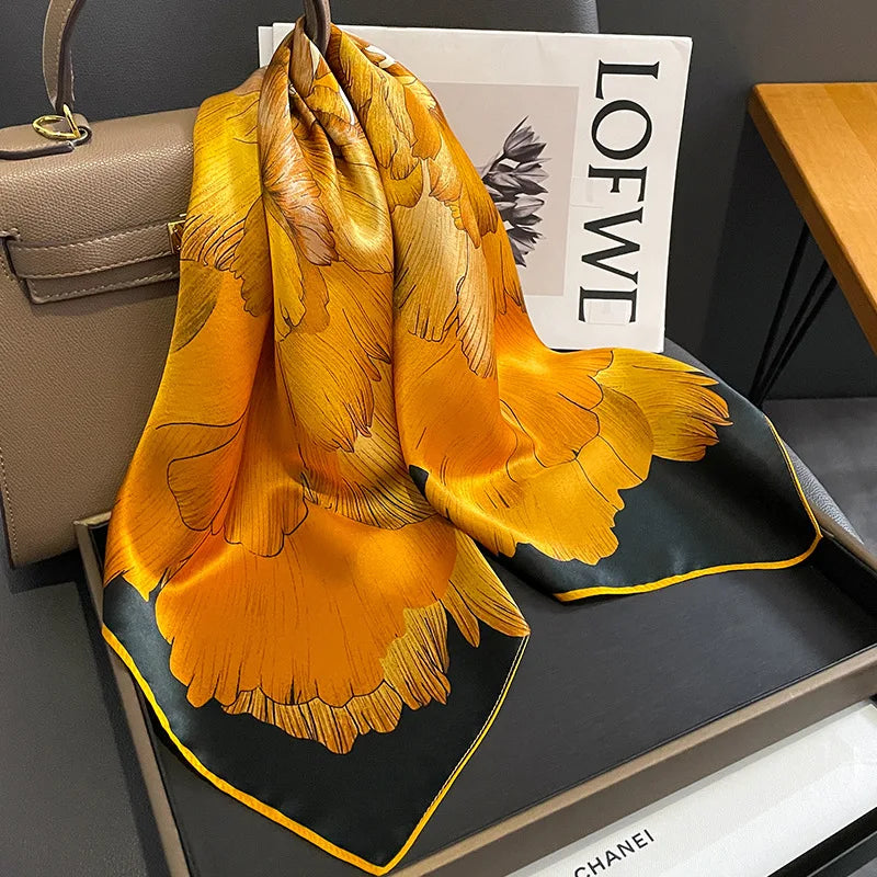 Moda szaliki dla kobiet szal drukuj jedwabny satynowy szalik hidżab bandana 70*70 cm luksusowa marka kwadratowe szalę szaliki dla kobiet
