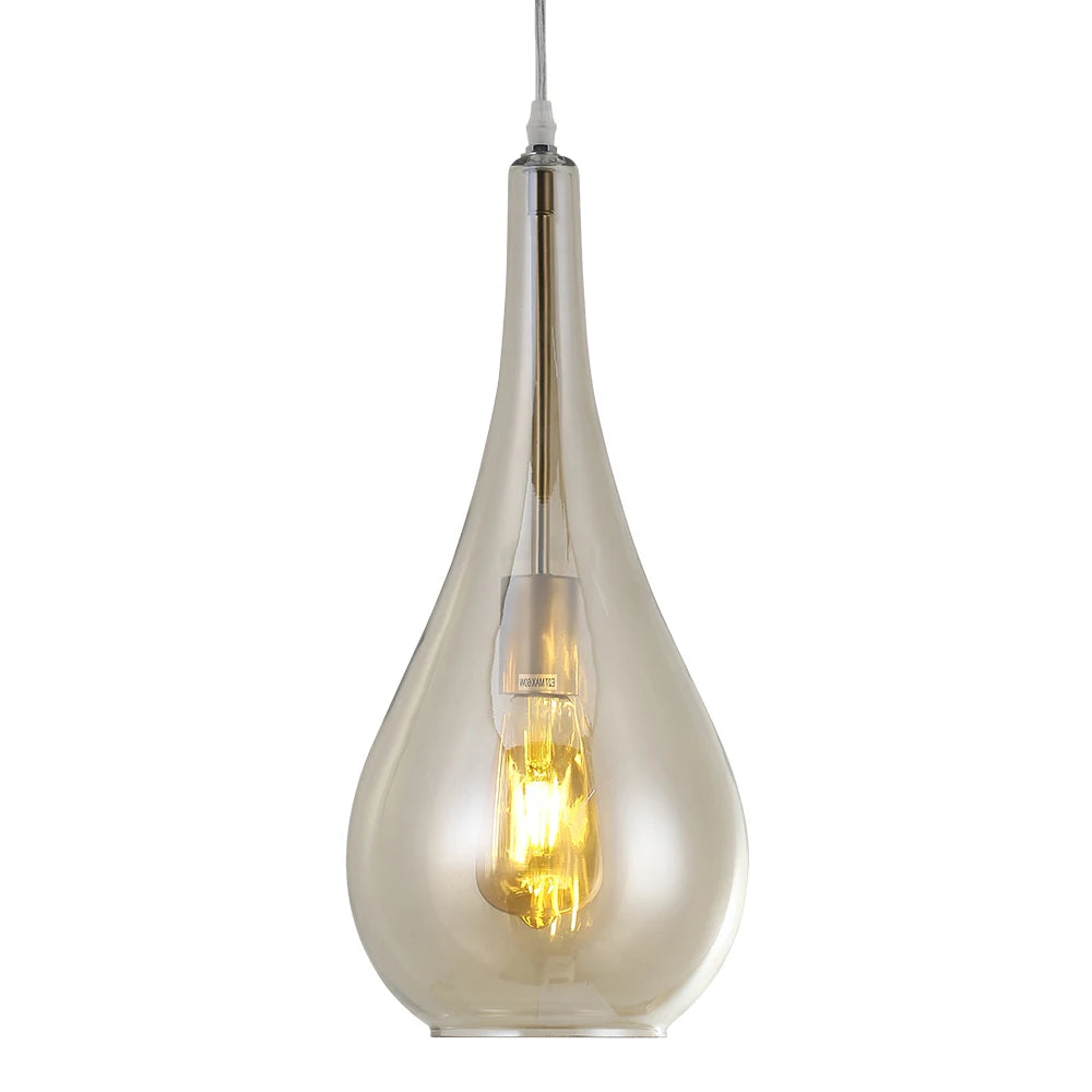 KOMORE Droplet Glass 1 Head Pendant Light Fixture Ceiling Lighting for Kitchen Dinning Table Hallway Entryway