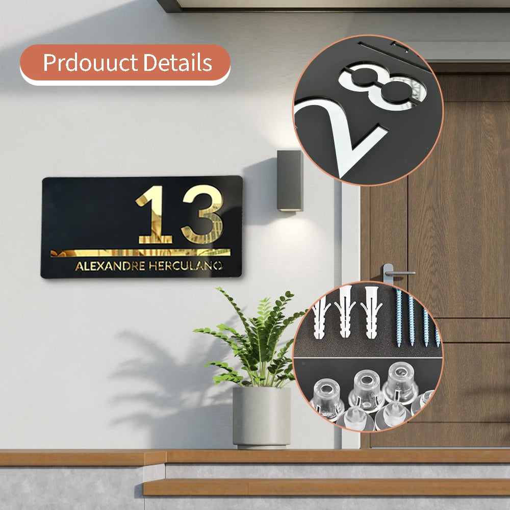 Numero di casa acrilico personalizzato Matt Black MODERN NUMERI MODERNO CHIEDI ALLIVERSIO PLAGO TAGLIO NUMERO FLUSCHIO CUSTORO 3D 3D