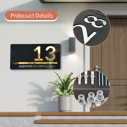 Numero di casa acrilico personalizzato Matt Black MODERN NUMERI MODERNO CHIEDI ALLIVERSIO PLAGO TAGLIO NUMERO FLUSCHIO CUSTORO 3D 3D