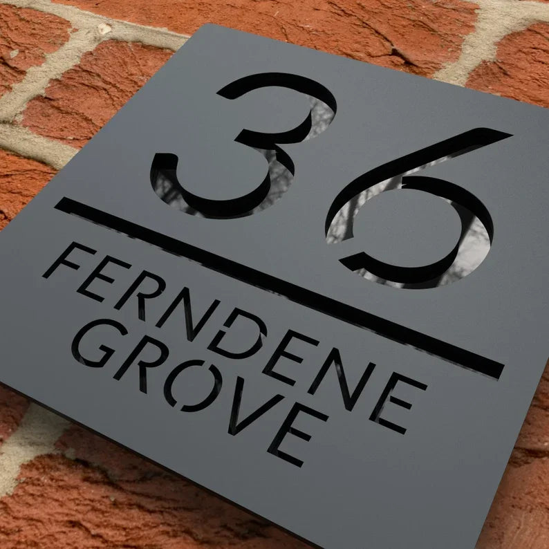 Numero di casa acrilico personalizzato Matt Black MODERN NUMERI MODERNO CHIEDI ALLIVERSIO PLAGO TAGLIO NUMERO FLUSCHIO CUSTORO 3D 3D