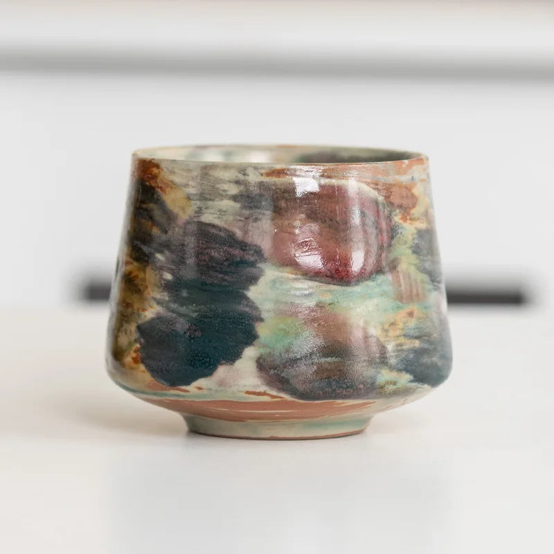 Vintage Handmade Crinkle Flower Coffee Cup for Espresso with Ceramic Material and Unique Design
