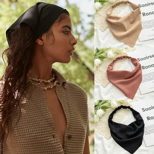 Kvinne jenter solid sommerhode skjerf chiffon trekant bandanas kvinner elastisk hårbånd hårtilbehør headtøy ornamenter