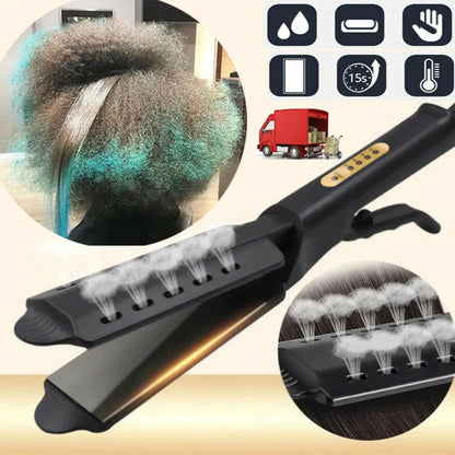Arritis de cabello Ajuste de temperatura de cuatro juegos Turmalina Turmalina Turmalina Ionic plana de hierro planchado para el panel de ancho de mujeres