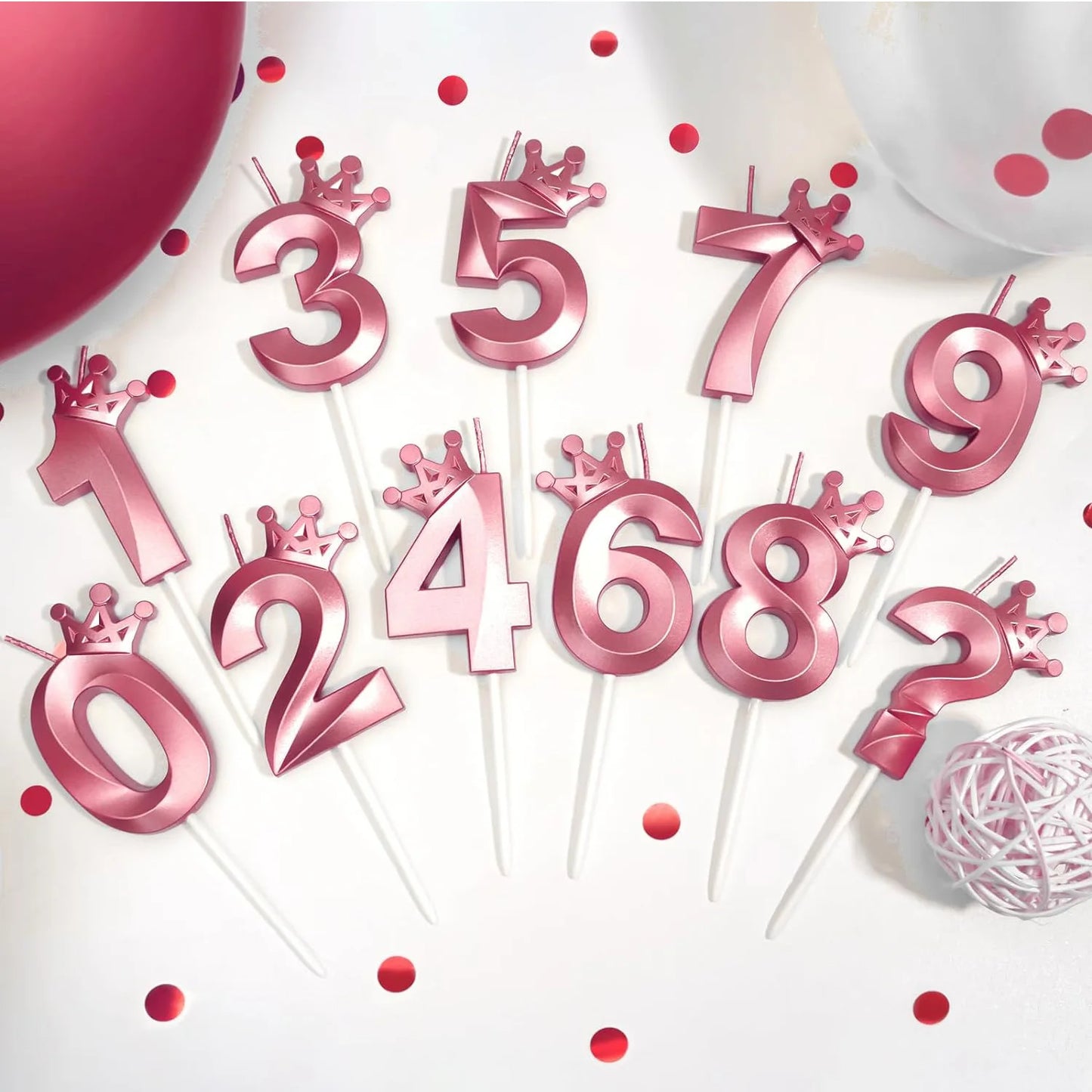 Lumânări roz 7 de naștere, 3d coroană numărul 7 tort topper numeral lumânări de ziua de naștere cu decor elegant pentru coroană pentru decorațiuni de ziua de naștere