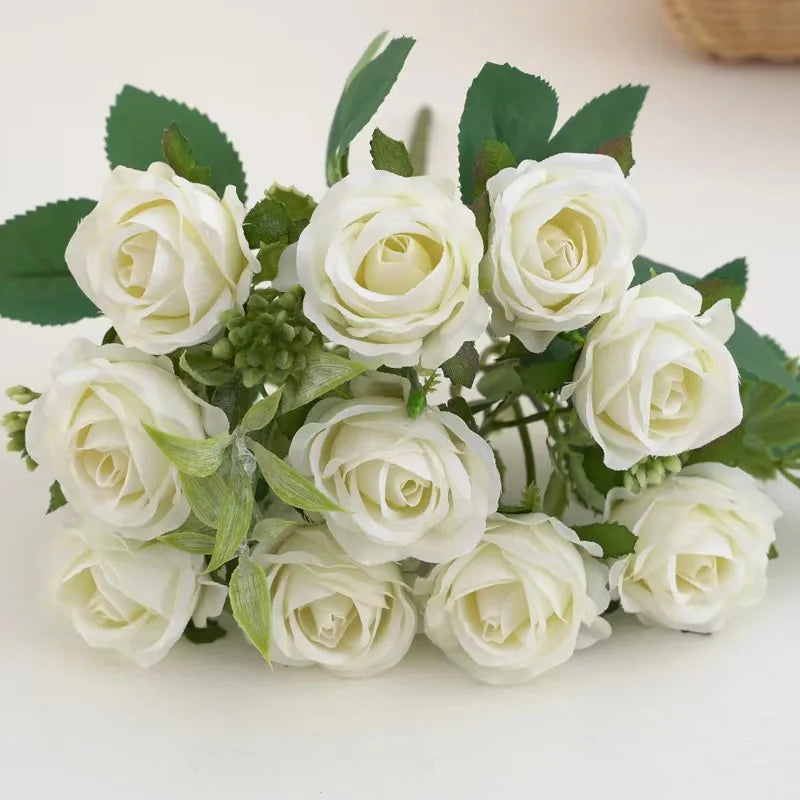 10 capete Buchet Rose Flori artificiale Decor de nuntă Western Rose 6 culori Peonies Flori Fake Flori artificiale