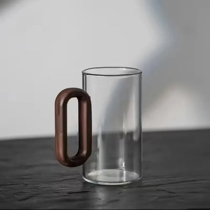 2/4/6pcs Glass Mug With Wooden Handle Heat-resistant Teacup Set Transparent Breakfast Milk Juice Cup Home Party Drinkware