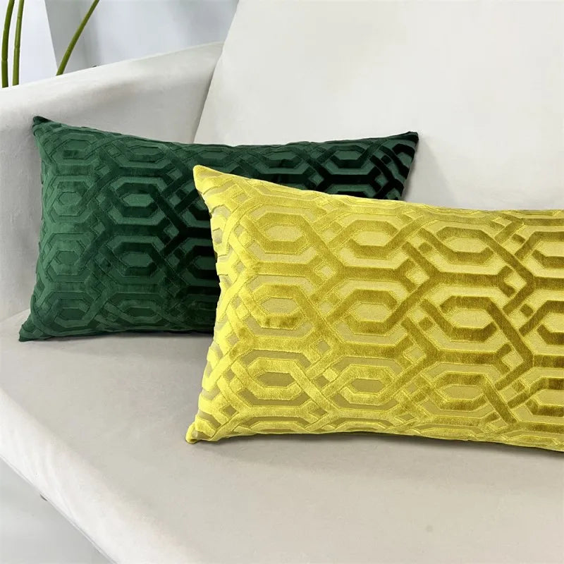 Skreyting lúxus Jacquard flauel geo púði kápa þykkur mjúkur sófi kasta kodda sæti púða kápa heim frá verksmiðju