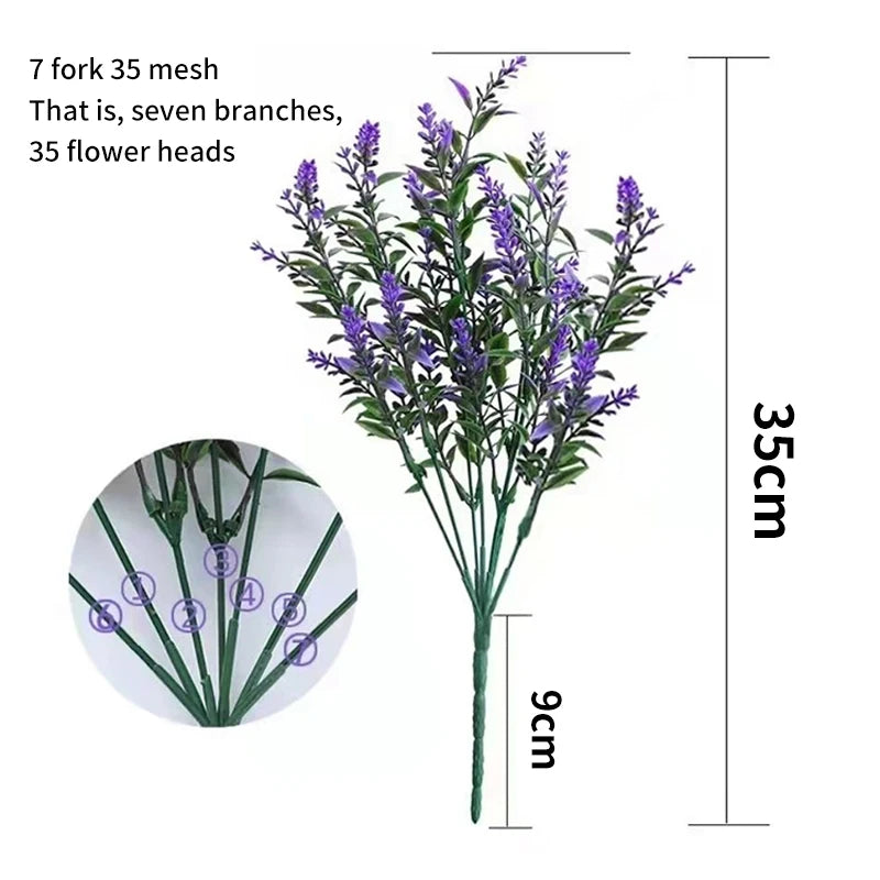Künstliche Blume Plastik Lavendel gefälschte Pflanze Hochzeit Hausgartendekoration Braut Bouquet Tisch Einstellung Haushaltsvorräte